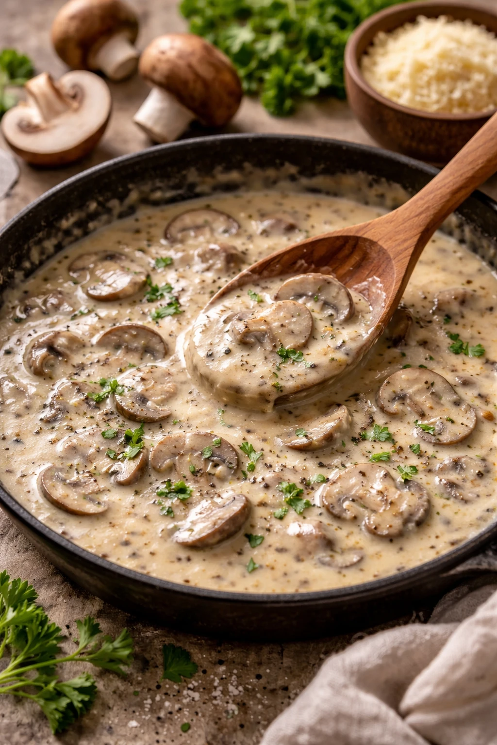 sauce crémeuse champignons